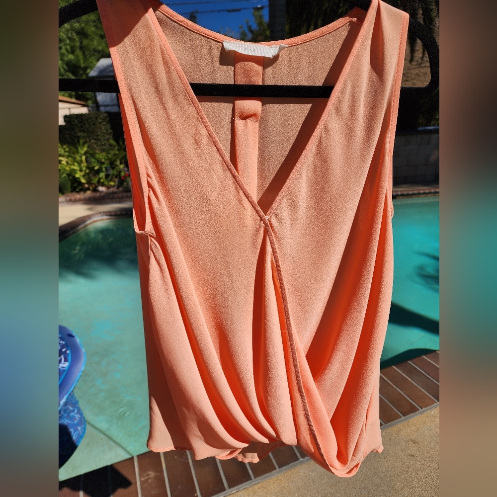 LUSH Coral Sleeveless Wrap Blouse